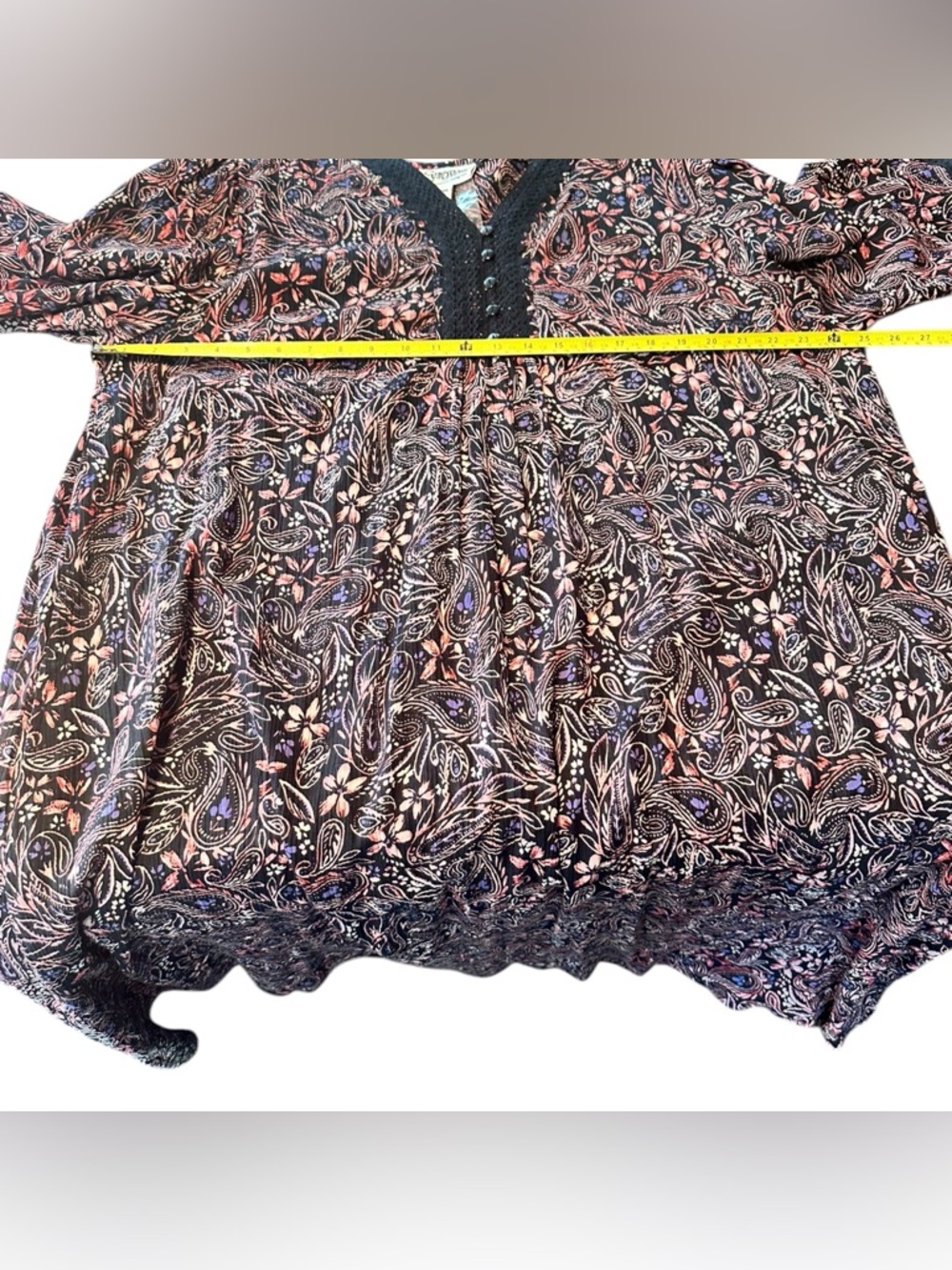 Expressions Catalog Paisley Boho Dress 2X NWOT 100% Cotton Lace Trim Midi/maxi - Picture 6 of 12